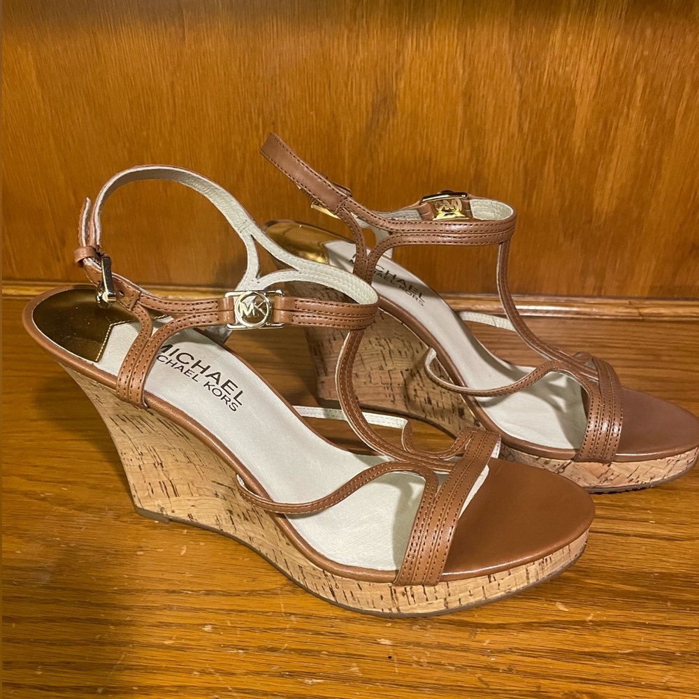 Michael Kors T-Strap Wedges, Size 7
